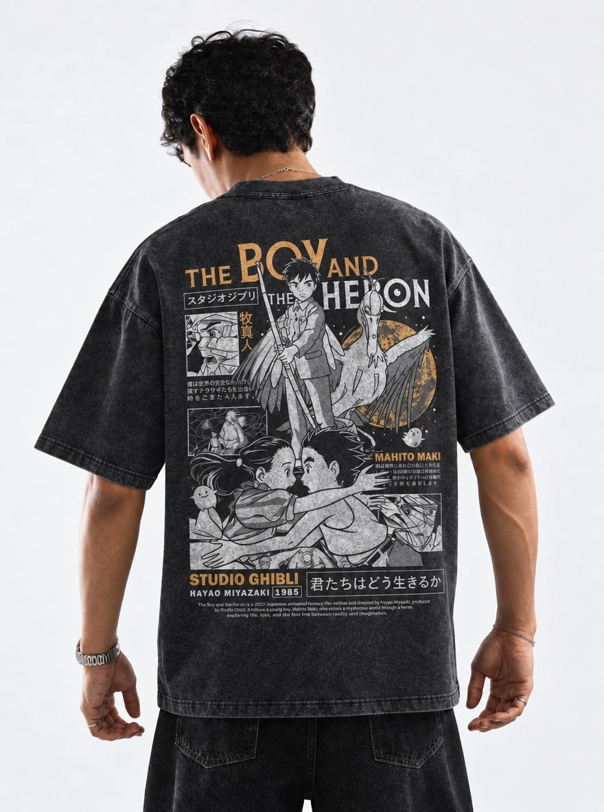 Mahito & Heron – T-Shirt – model shot | Ghibli