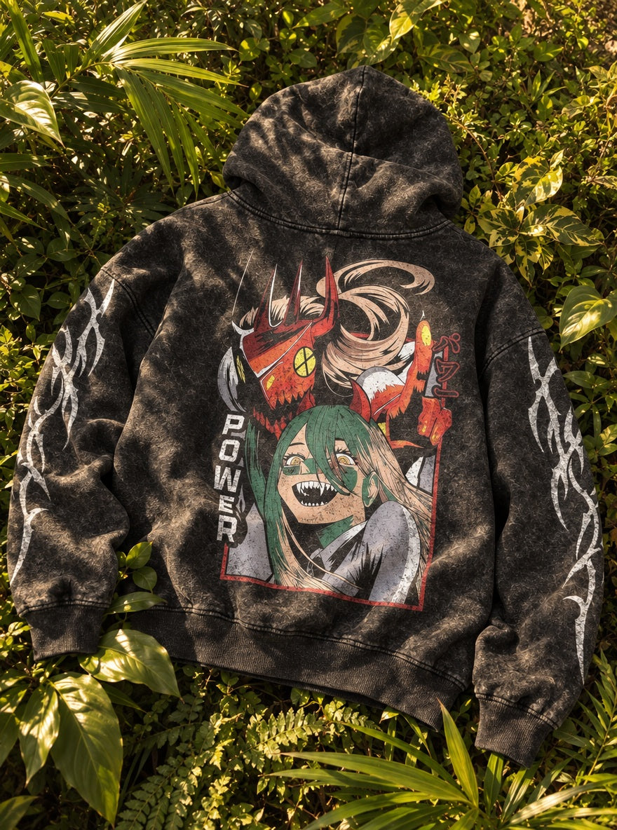 Blood Fiend Power – Hoodie – flat-lay | Chainsaw Man