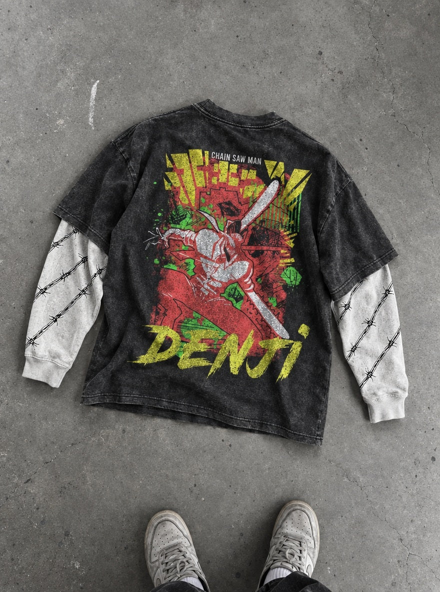 Denji Splash – Double Sleeves – flat-lay | Chainsaw Man