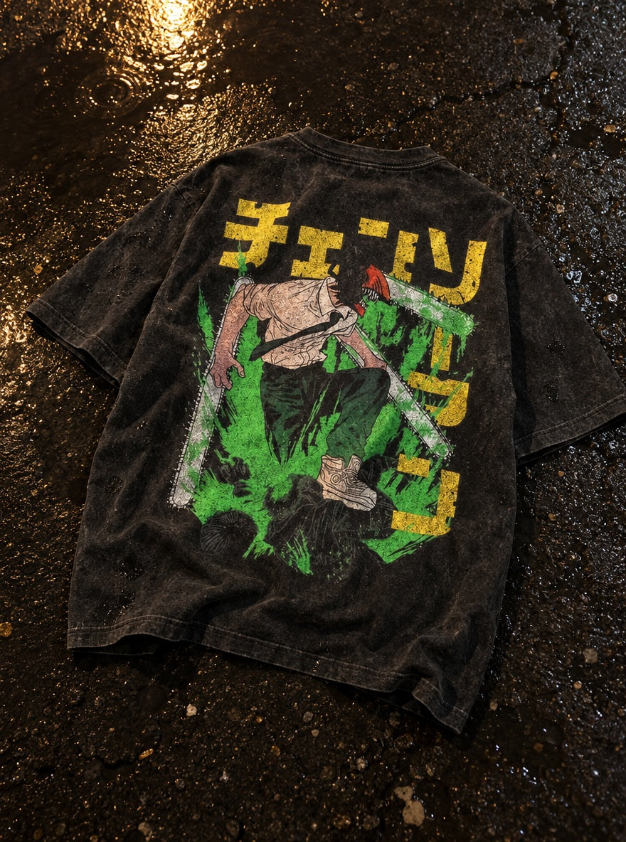 Denji Leap – T-Shirt – flat-lay | Chainsaw Man