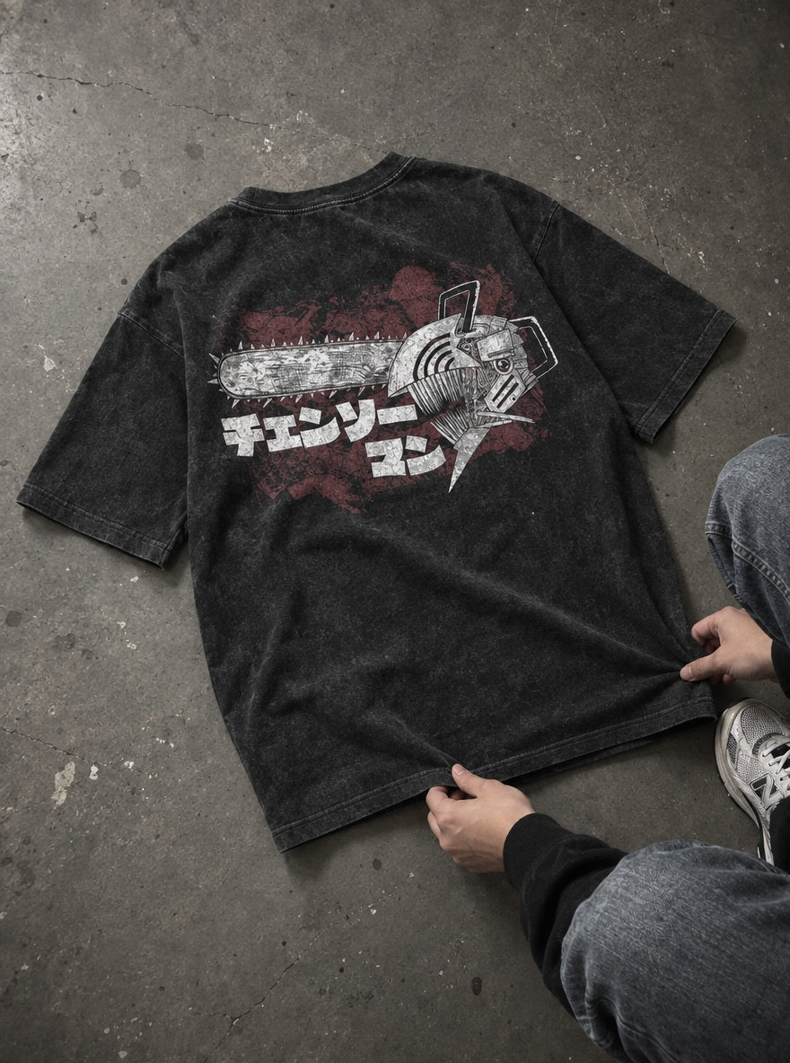 Chainsaw Head Logo – T-Shirt – flat-lay | Chainsaw Man