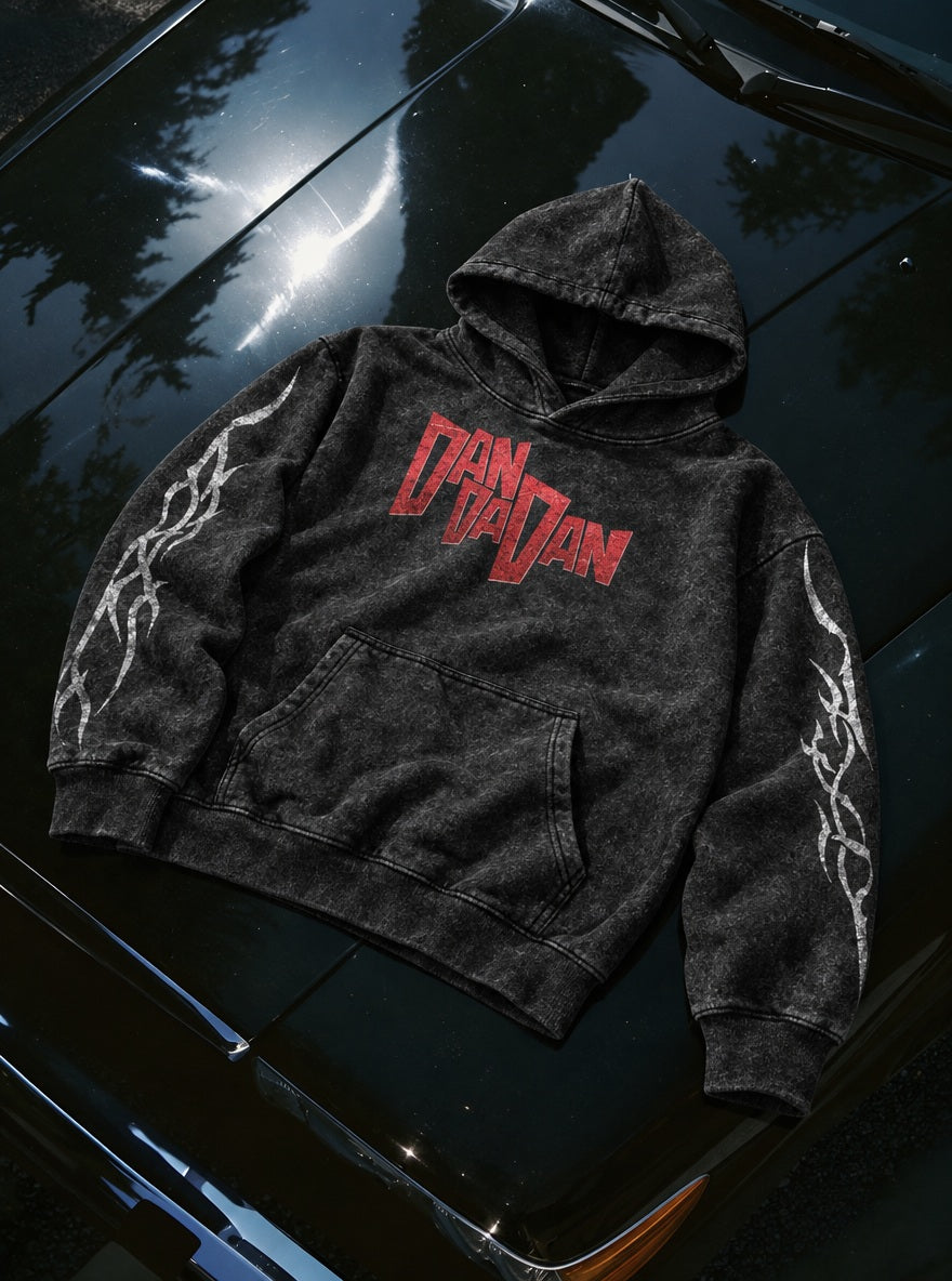 Red Title Logo – Hoodie – flat-lay | Dandadan