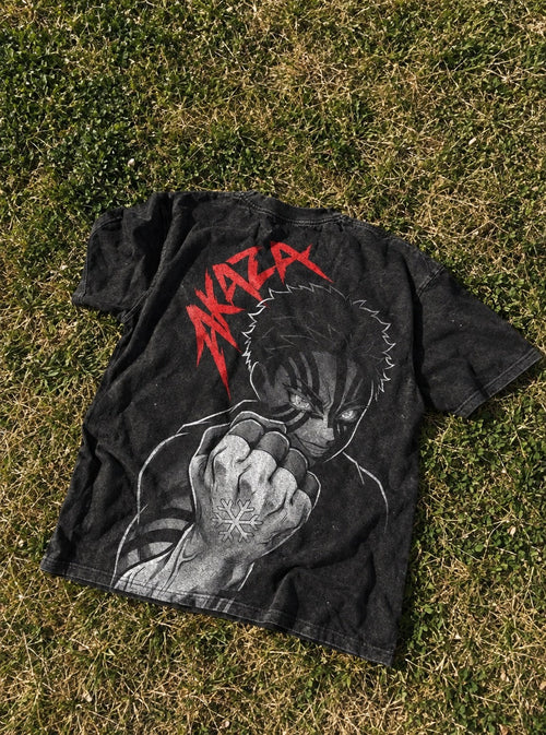 Akaza Fist – Black T-Shirt – flat-lay | Demon Slayer