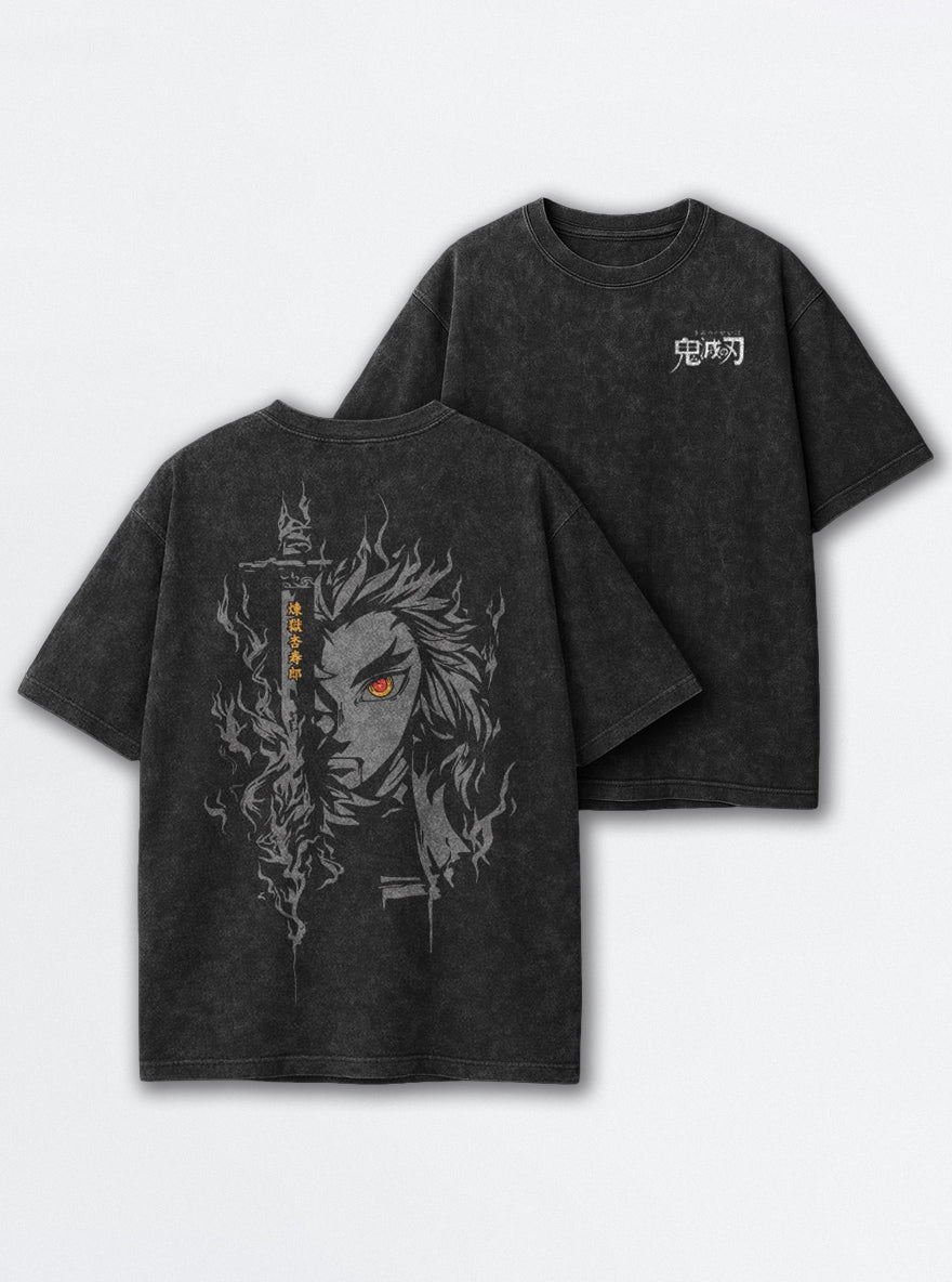 Rengoku Ember – Black T-Shirt – mockup | Demon Slayer