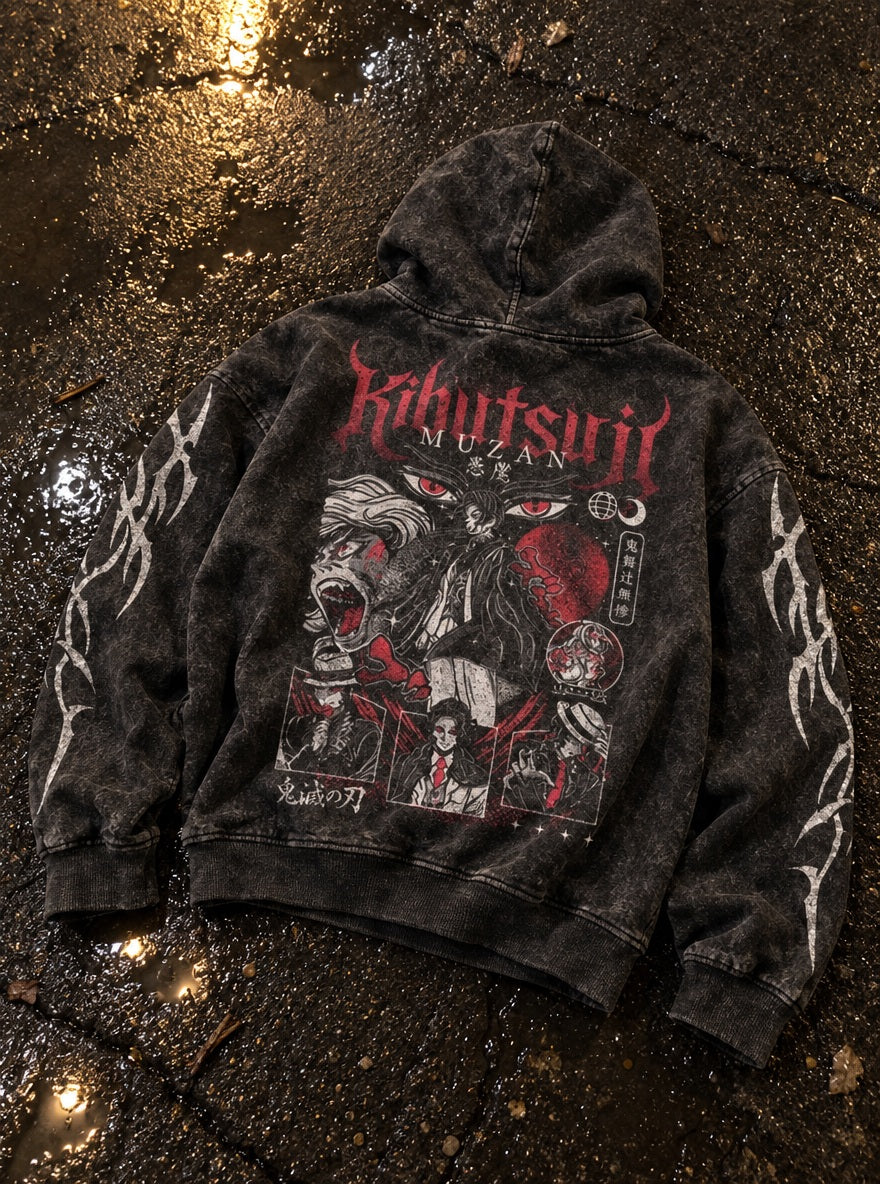Kibutsuji Muzan – Hoodie – flat-lay | Demon Slayer