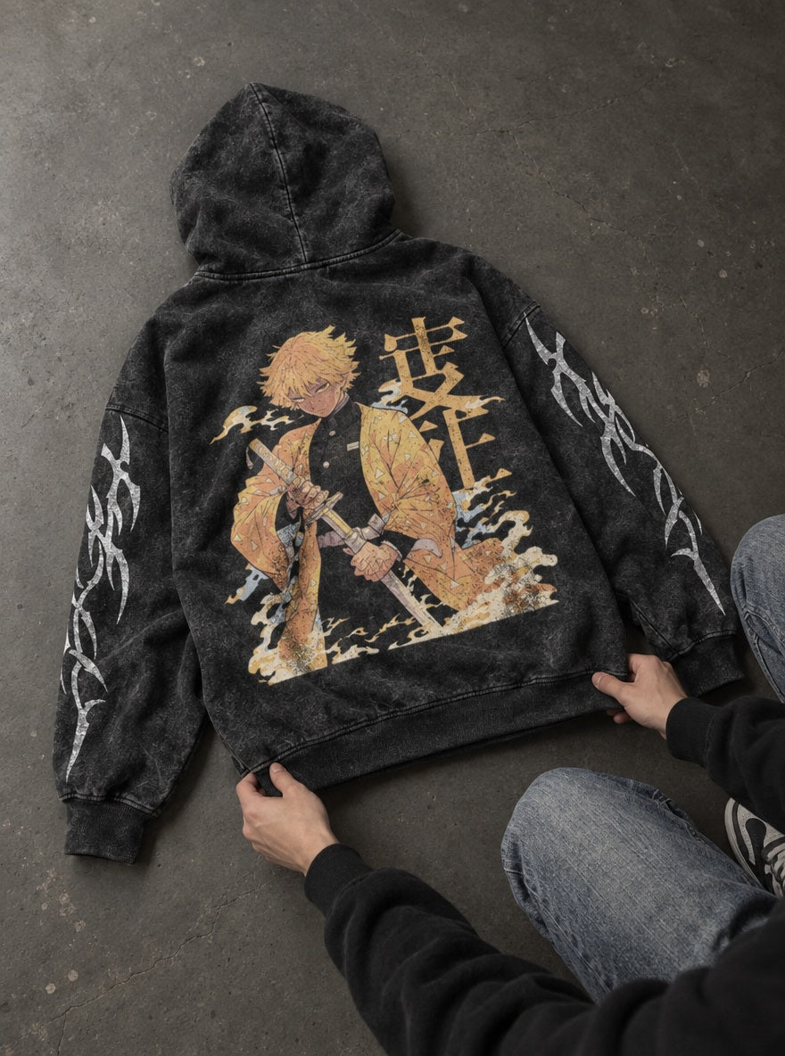 Thunderclap – Hoodie – flat-lay | Demon Slayer