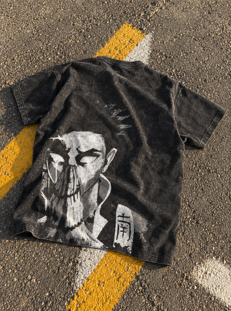 Gyomei Tears – Black T-Shirt – flat-lay | Demon Slayer