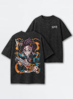 Tanjiro Duo – Black T-Shirt – mockup | Demon Slayer