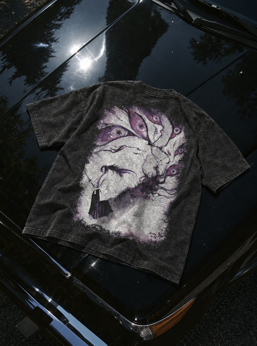 Kokushibo Wrath – Black T-Shirt – flat-lay | Demon Slayer