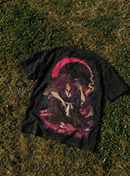 Moonlit Blade – Black T-Shirt – flat-lay | Demon Slayer
