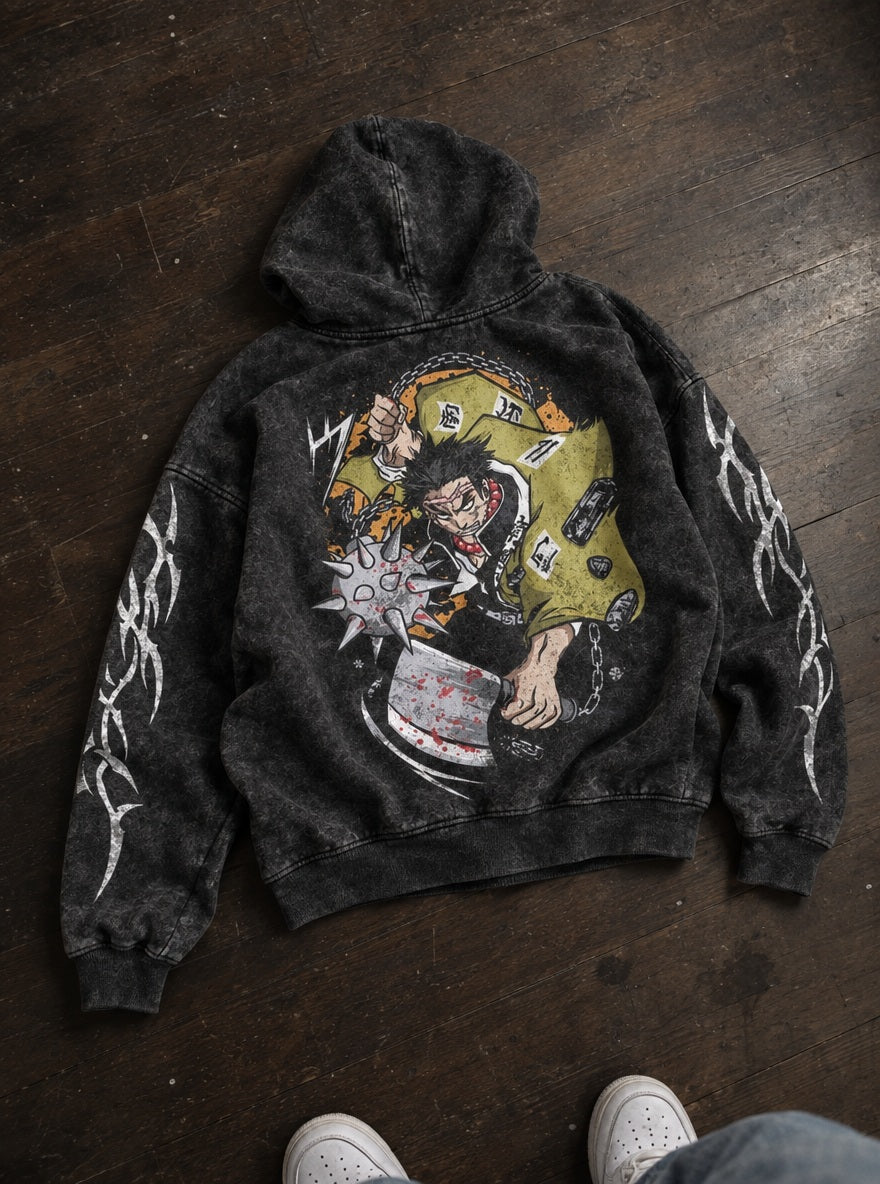 Gyomei Flail – Hoodie – flat-lay | Demon Slayer