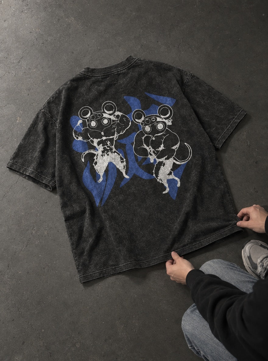 Tengen's Mice – Black T-Shirt – flat-lay | Demon Slayer