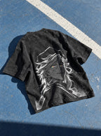 Doma Smile – Black T-Shirt – flat-lay | Demon Slayer