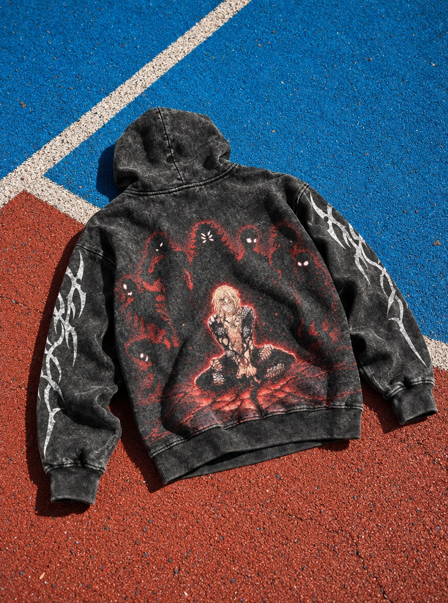 Muzan's Moons – Hoodie – flat-lay | Demon Slayer