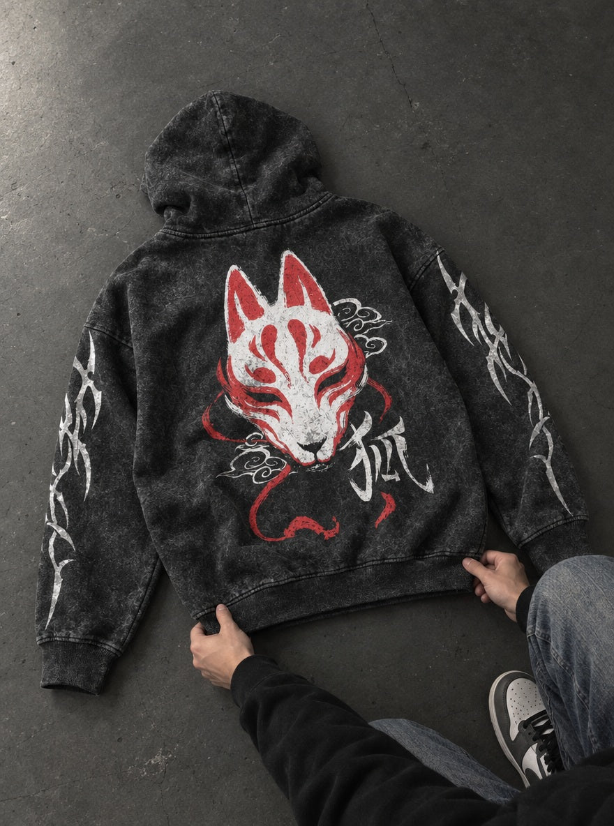 Slayer Mask – Hoodie – flat-lay | Demon Slayer
