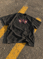 Akaza Eyes – Black T-Shirt – flat-lay | Demon Slayer