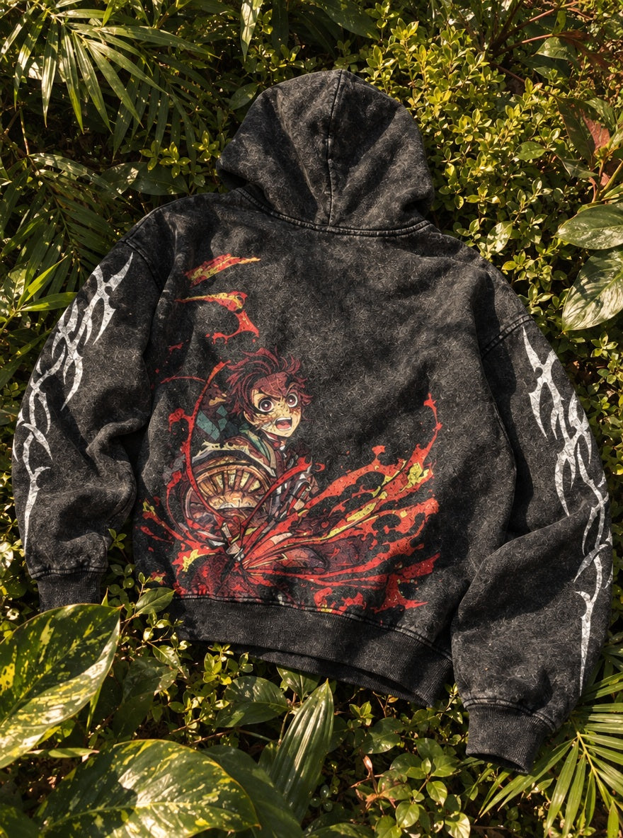 Sun Slash – Hoodie – flat-lay | Demon Slayer