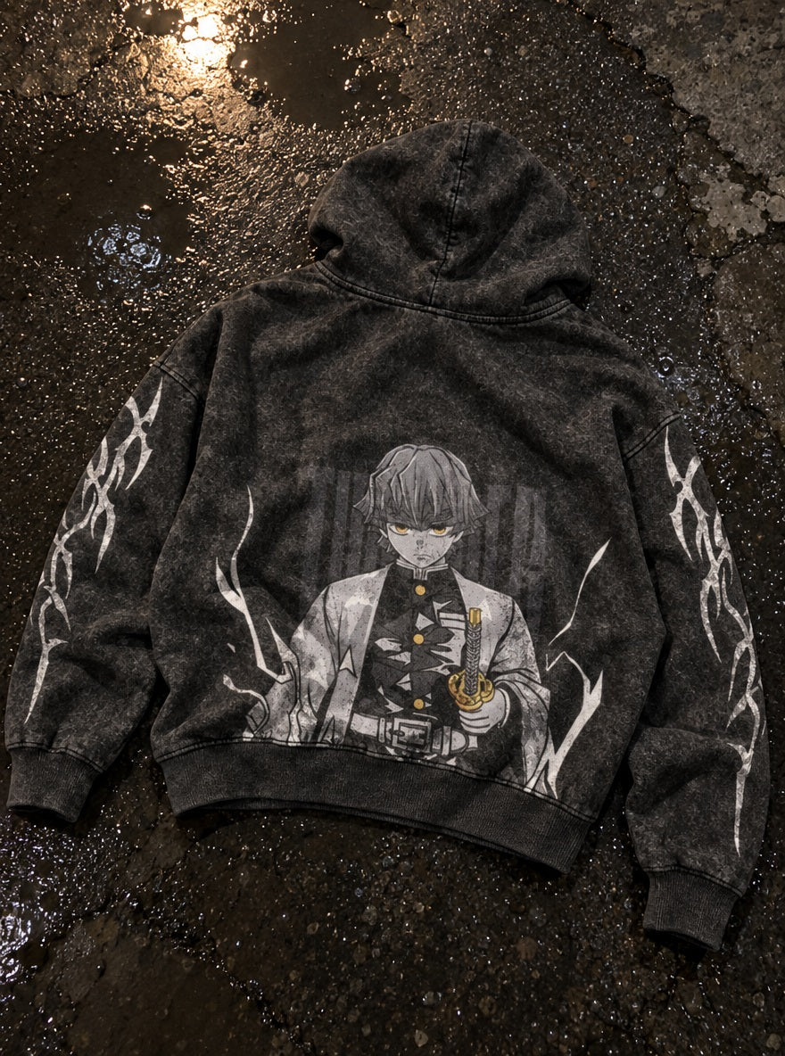 Zenitsu Awakened – Hoodie – flat-lay | Demon Slayer