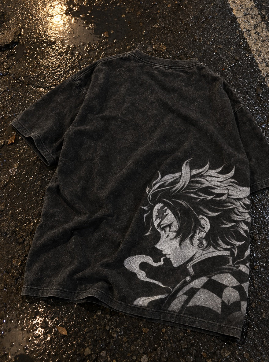 Tanjiro Resolve – Black T-Shirt – flat-lay | Demon Slayer
