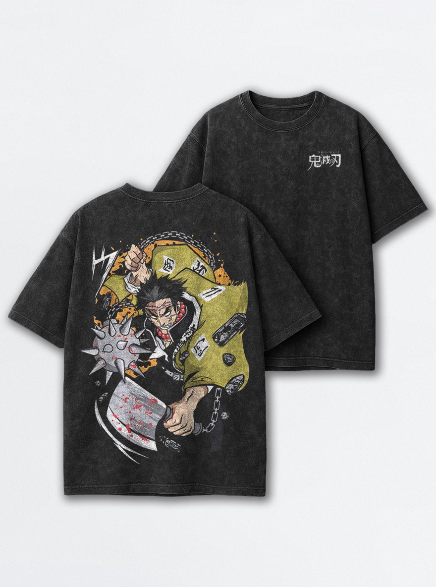 Gyomei Flail – Black T-Shirt – mockup | Demon Slayer