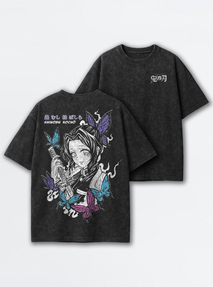 Shinobu Butterfly – Black T-Shirt – mockup | Demon Slayer