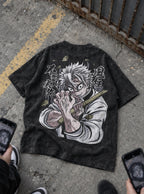 Sanemi Scars – Black T-Shirt – flat-lay | Demon Slayer