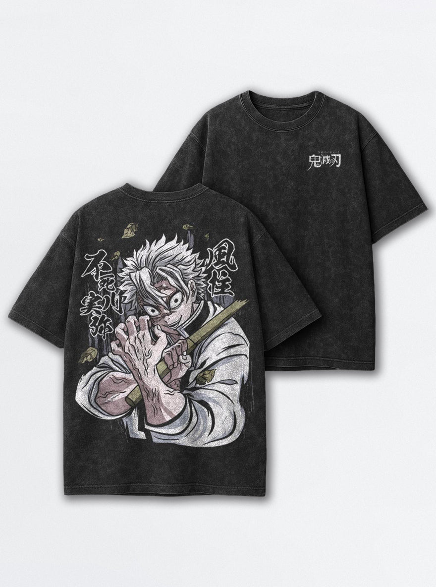 Sanemi Scars – Black T-Shirt – mockup | Demon Slayer