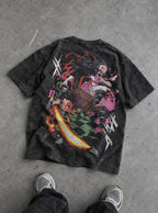 Tanjiro & Nezuko – Black T-Shirt – flat-lay | Demon Slayer