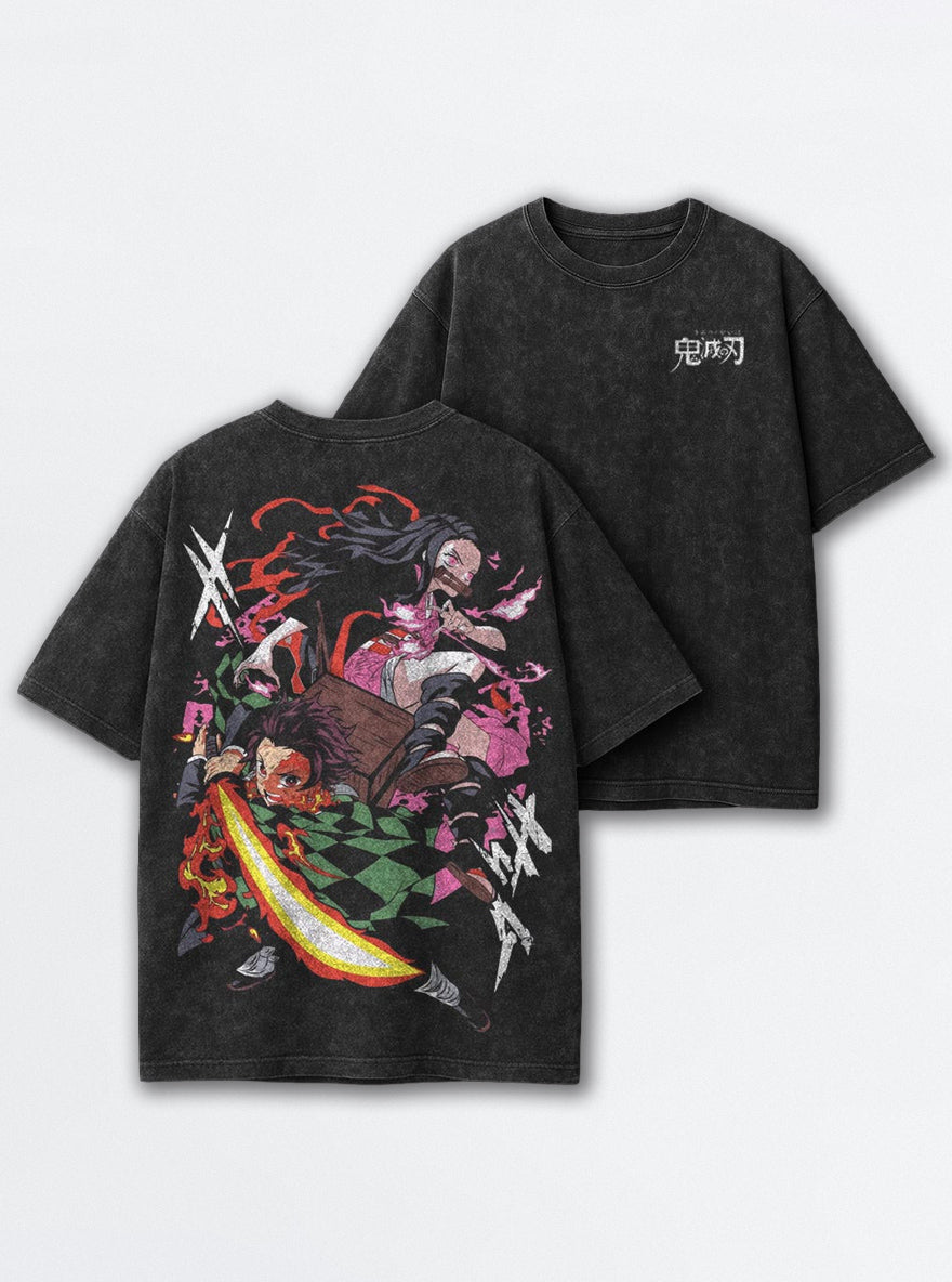 Tanjiro & Nezuko – Black T-Shirt – mockup | Demon Slayer