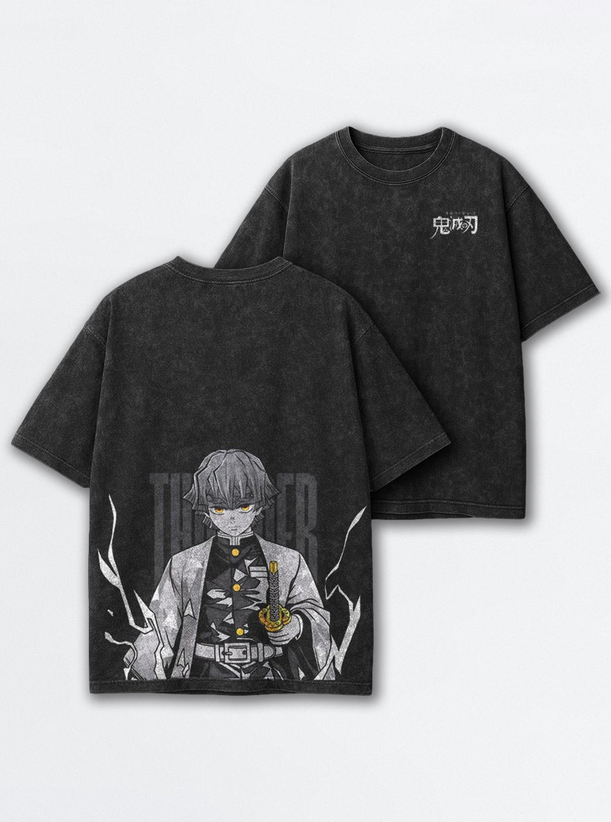 Zenitsu Awakened – Black T-Shirt – mockup | Demon Slayer