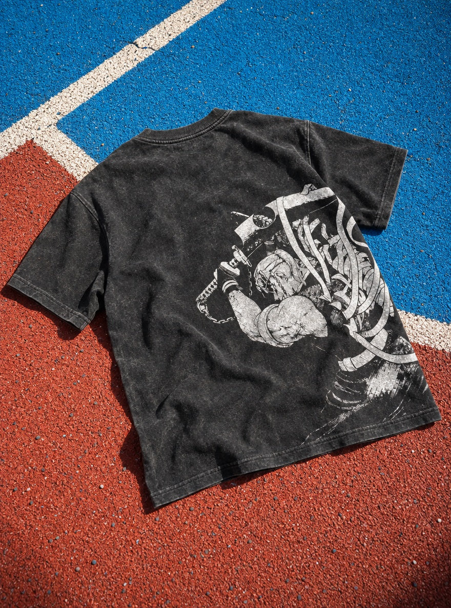 Tengen Uzui – Black T-Shirt – flat-lay | Demon Slayer