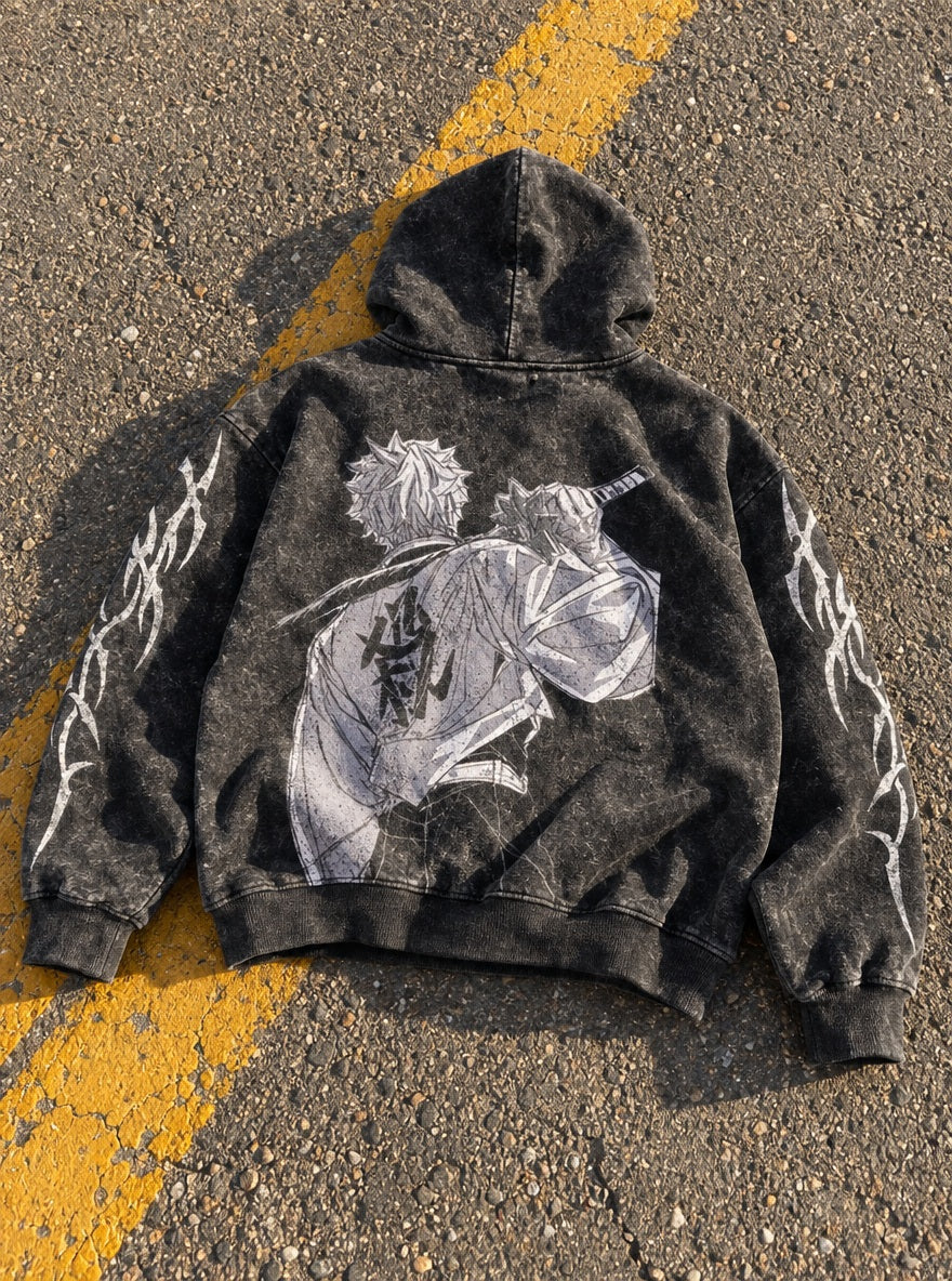 Sanemi Back – Hoodie – flat-lay | Demon Slayer