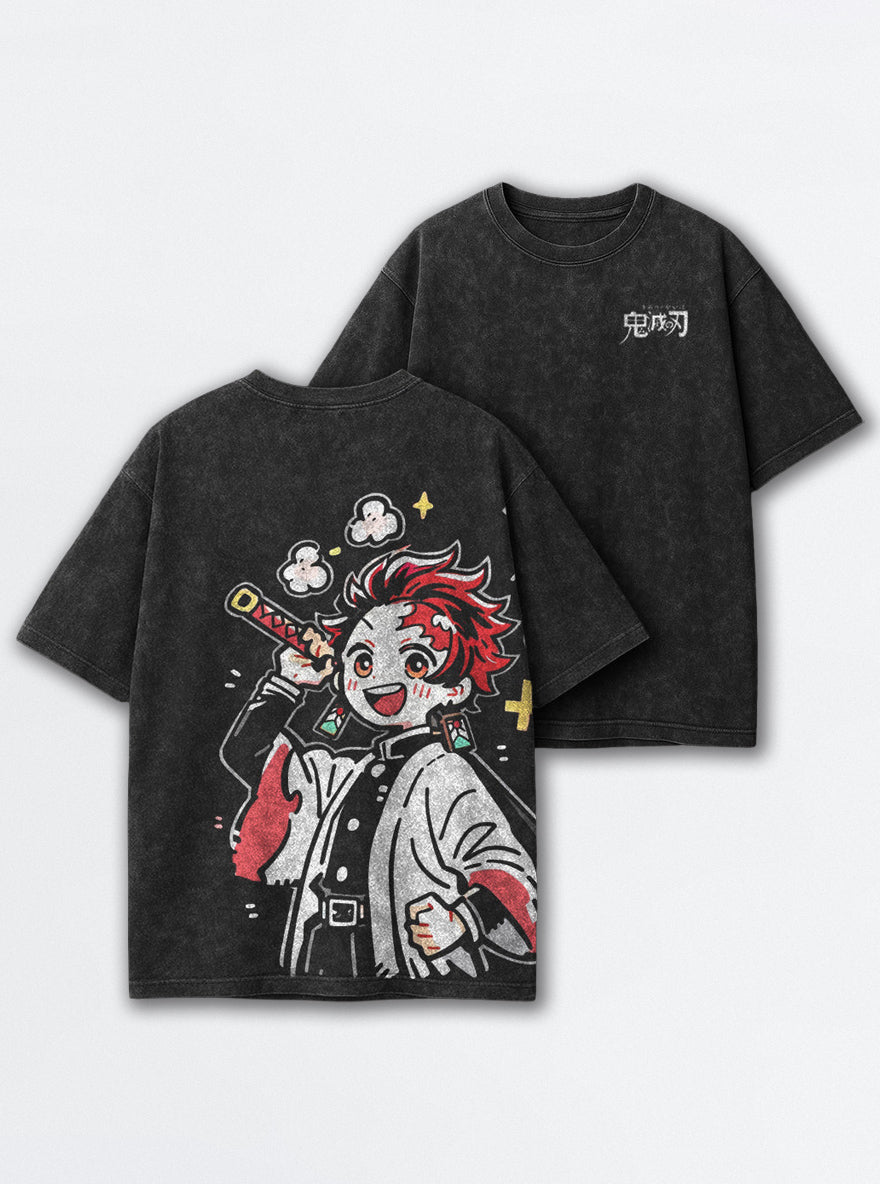Tanjiro Chibi – Black T-Shirt – mockup | Demon Slayer