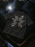 Six Eyes – Black T-Shirt – flat-lay | Demon Slayer