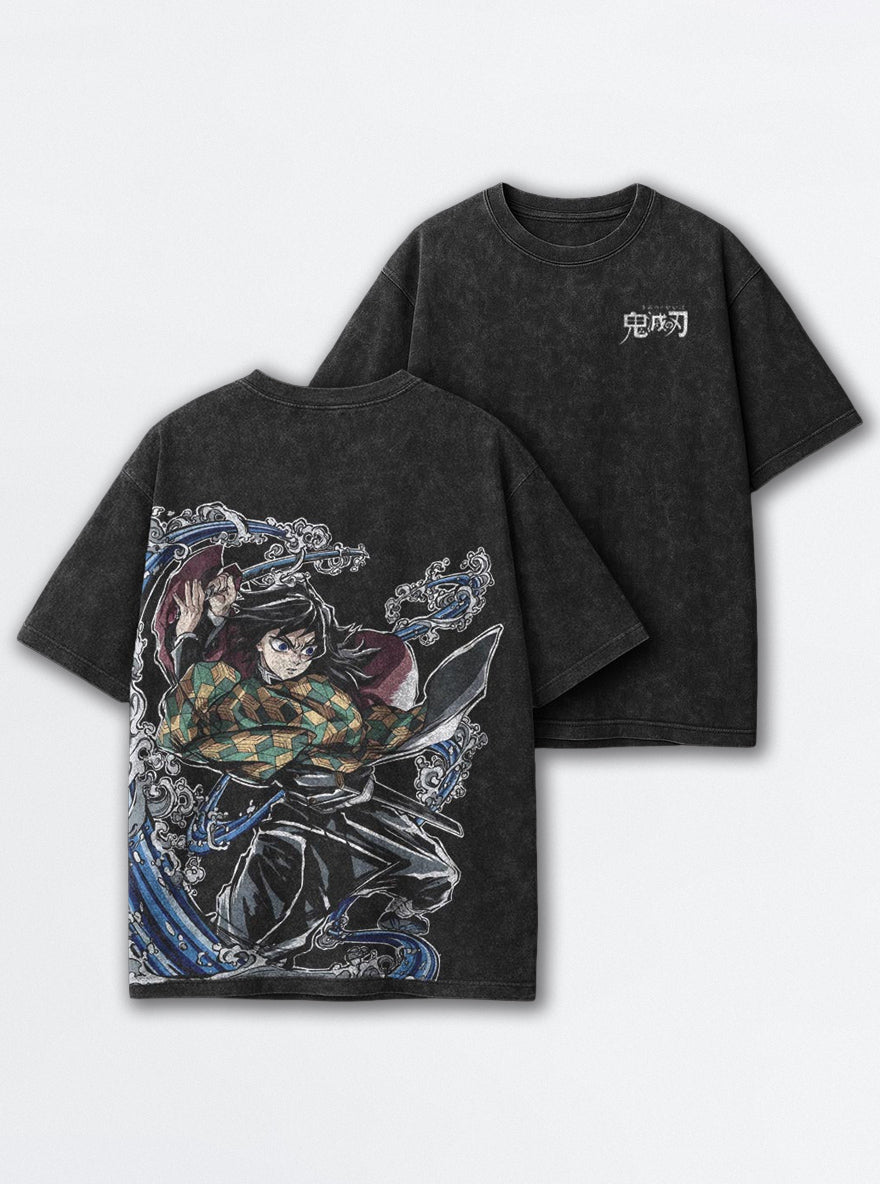 Giyu Strike – Black T-Shirt – mockup | Demon Slayer