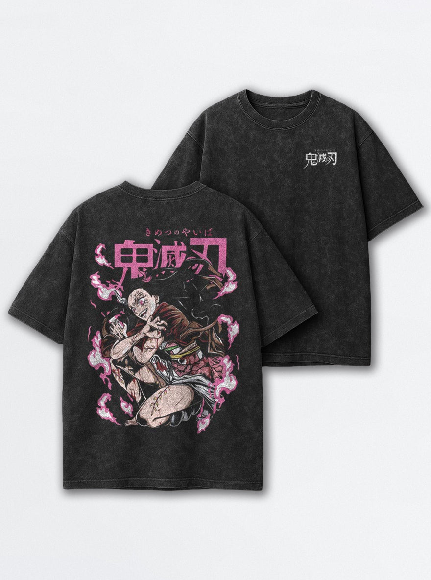 Nezuko Rage – Black T-Shirt – mockup | Demon Slayer