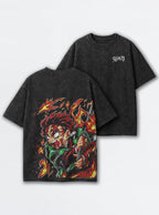 Tanjiro Inferno – Black T-Shirt – mockup | Demon Slayer