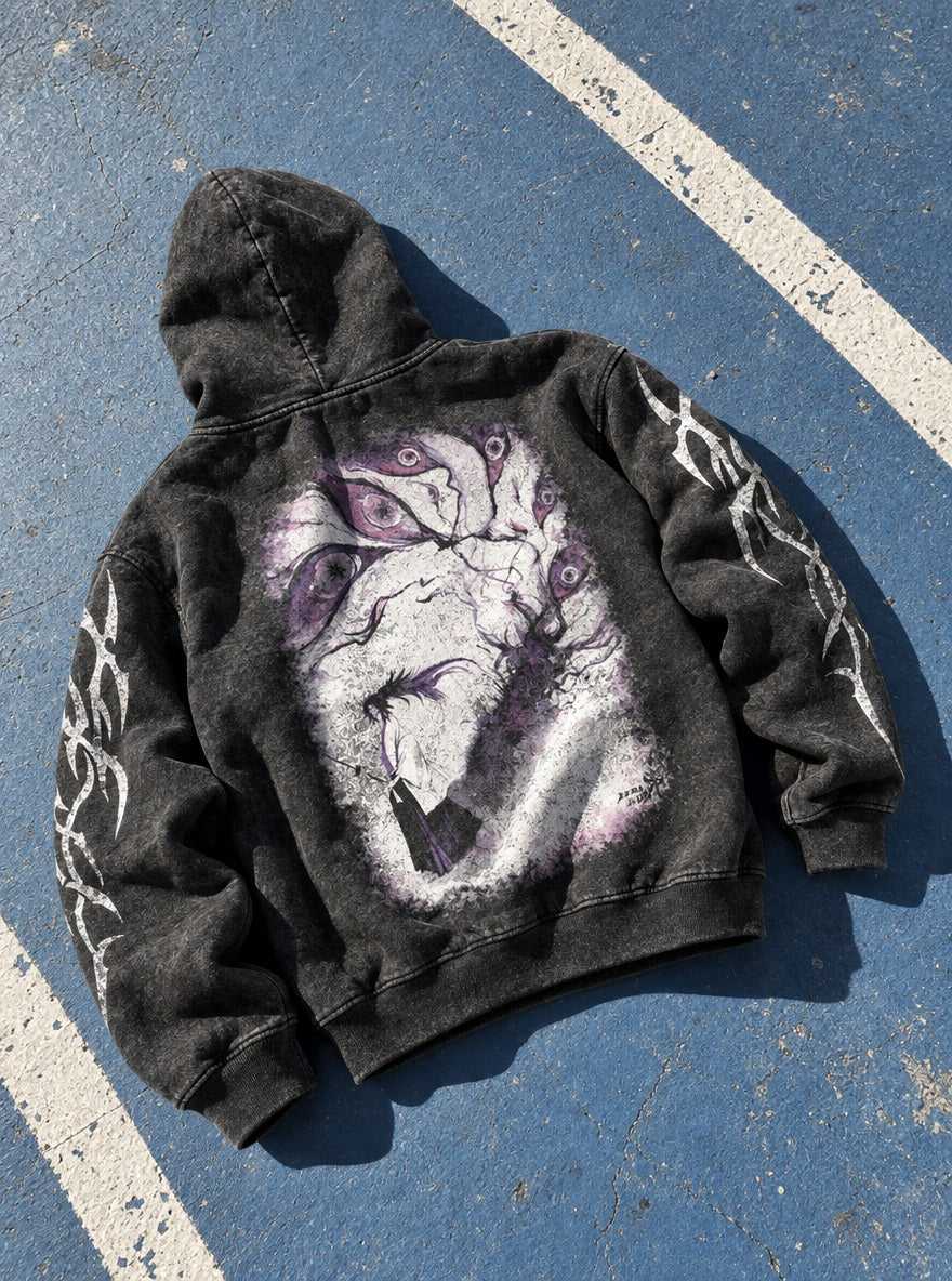 Kokushibo Wrath – Hoodie – flat-lay | Demon Slayer