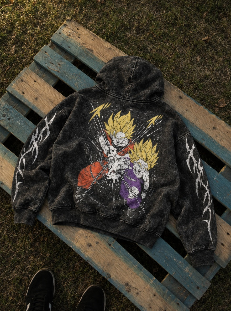 Goku & Gohan – Hoodie – flat-lay | Dragon Ball