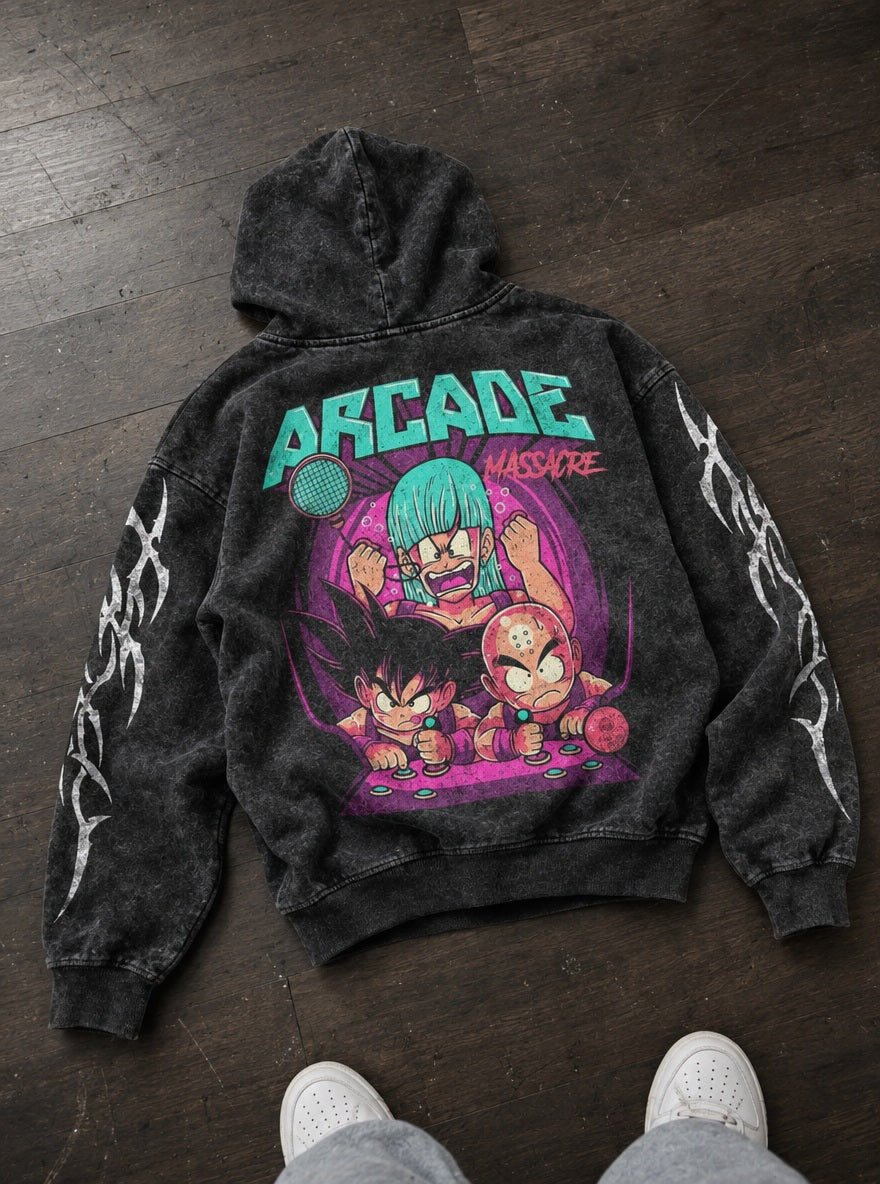 Bulma's Arcade – Hoodie – flat-lay | Dragon Ball