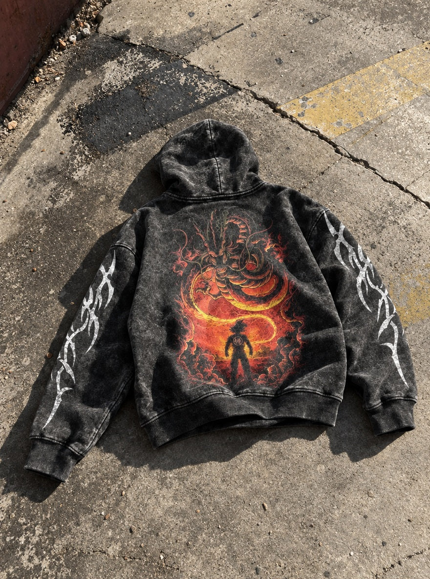 Shenron Inferno – Hoodie – flat-lay | Dragon Ball
