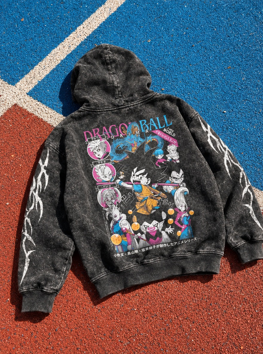 Mini Goku Crew – Hoodie – flat-lay | Dragon Ball