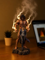 Eren and Attack Titan Mist Diffuser Figure – lit with mist in a daylight room | Attack on Titan