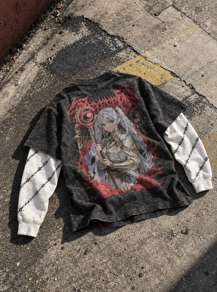Frieren Blood Metal – Double Sleeves – flat-lay | Frieren