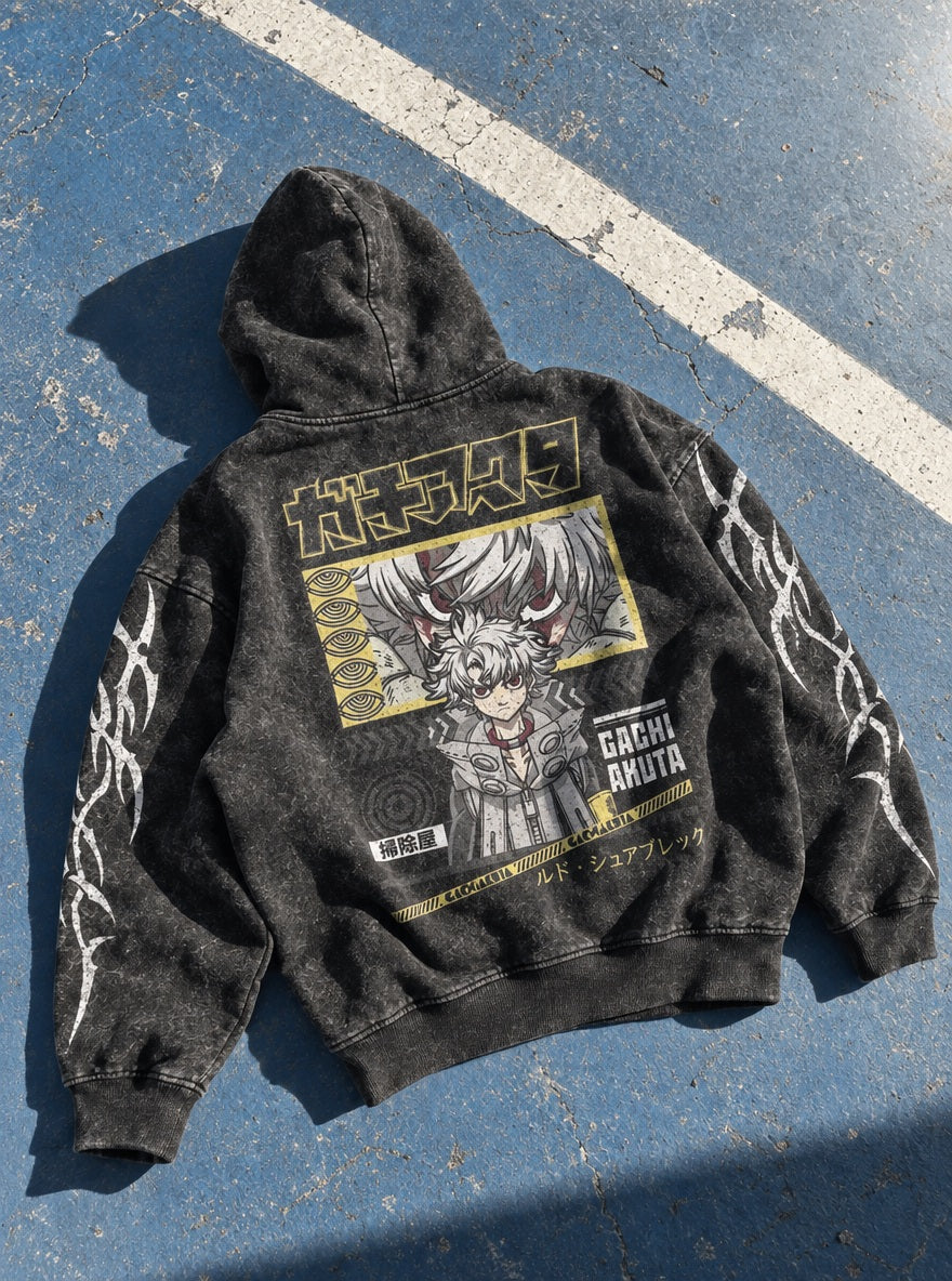 Rudo Cleaner ID – Hoodie – flat-lay | Gachiakuta