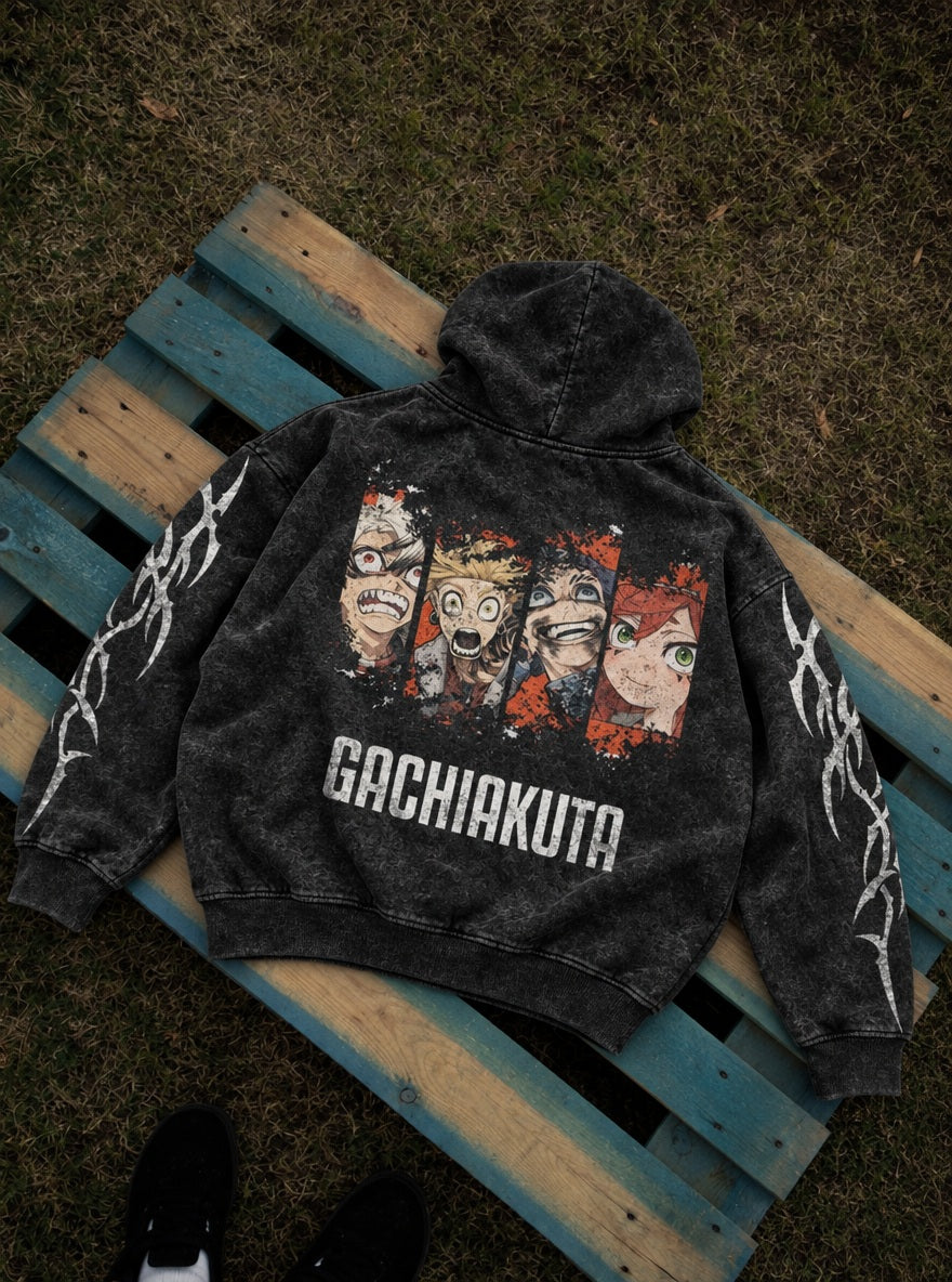 Cleaners Faces – Hoodie – flat-lay | Gachiakuta
