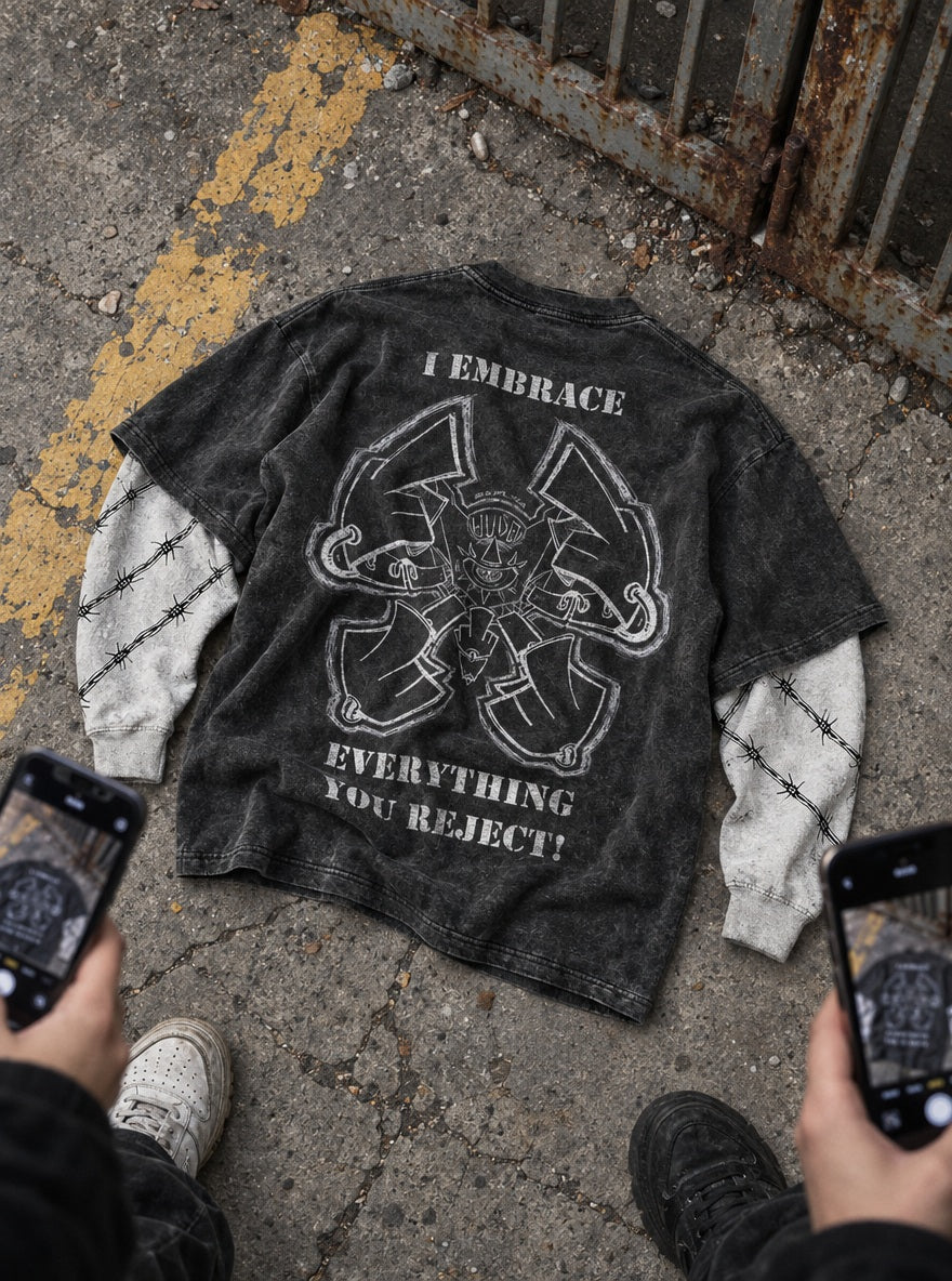 I Embrace Everything – Double Sleeves – flat-lay | Gachiakuta