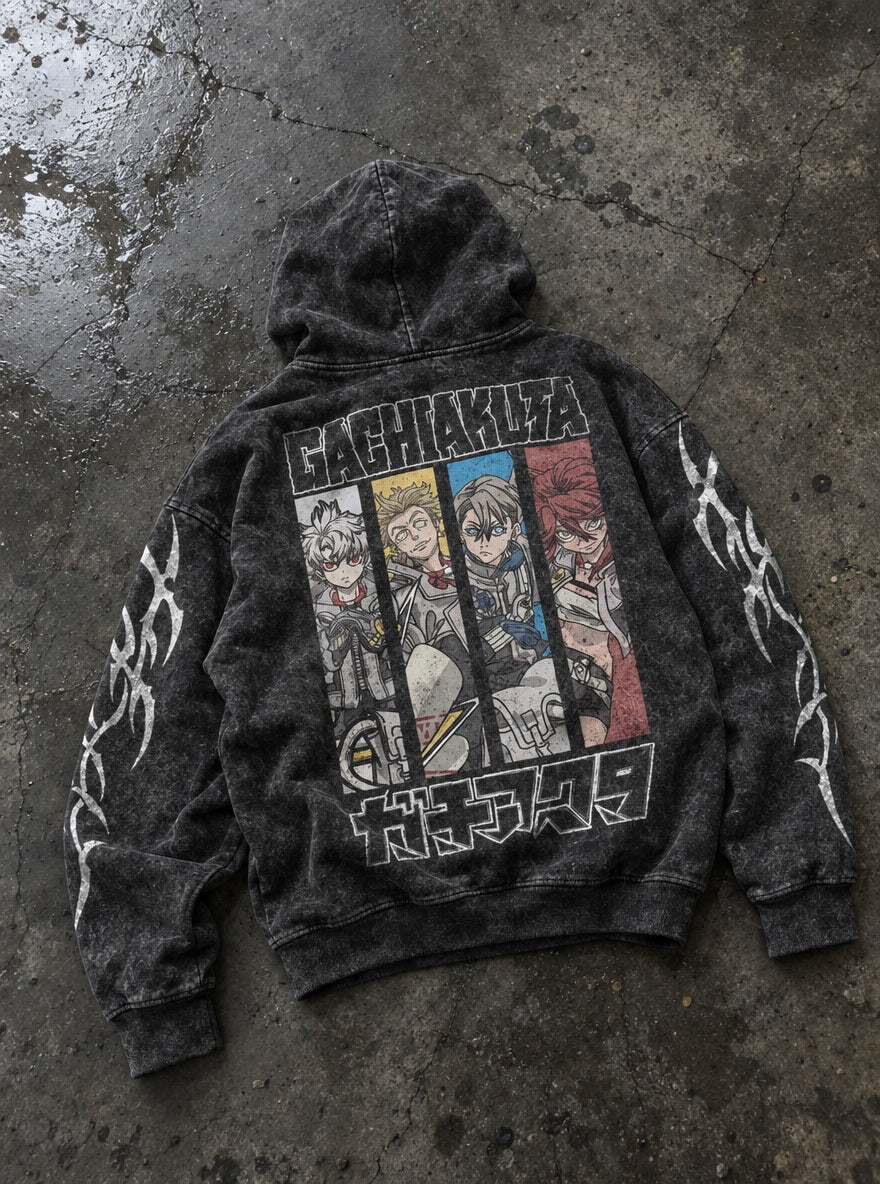 Cleaners Line-Up – Hoodie – flat-lay | Gachiakuta