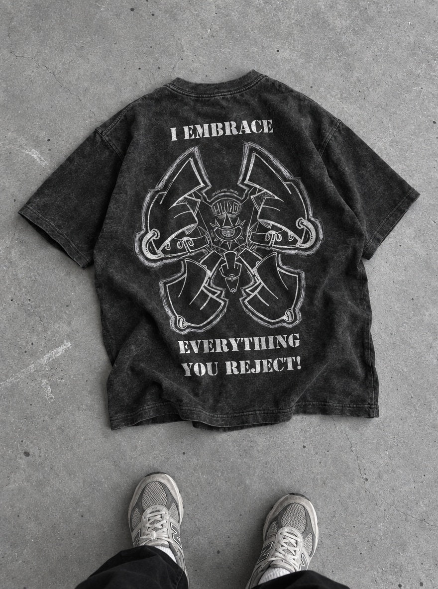 I Embrace Everything – T-Shirt – flat-lay | Gachiakuta