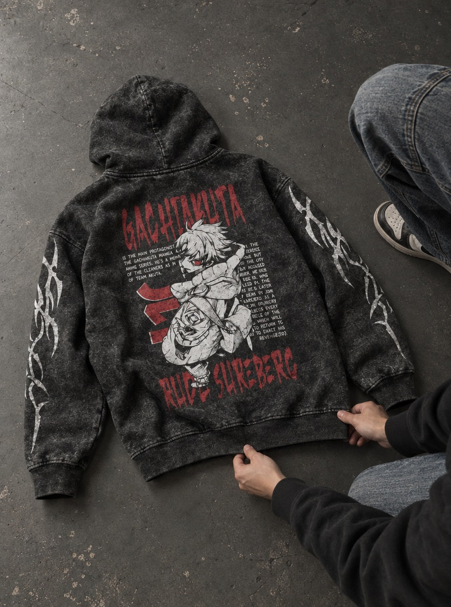 Rudo Story – Hoodie – flat-lay | Gachiakuta